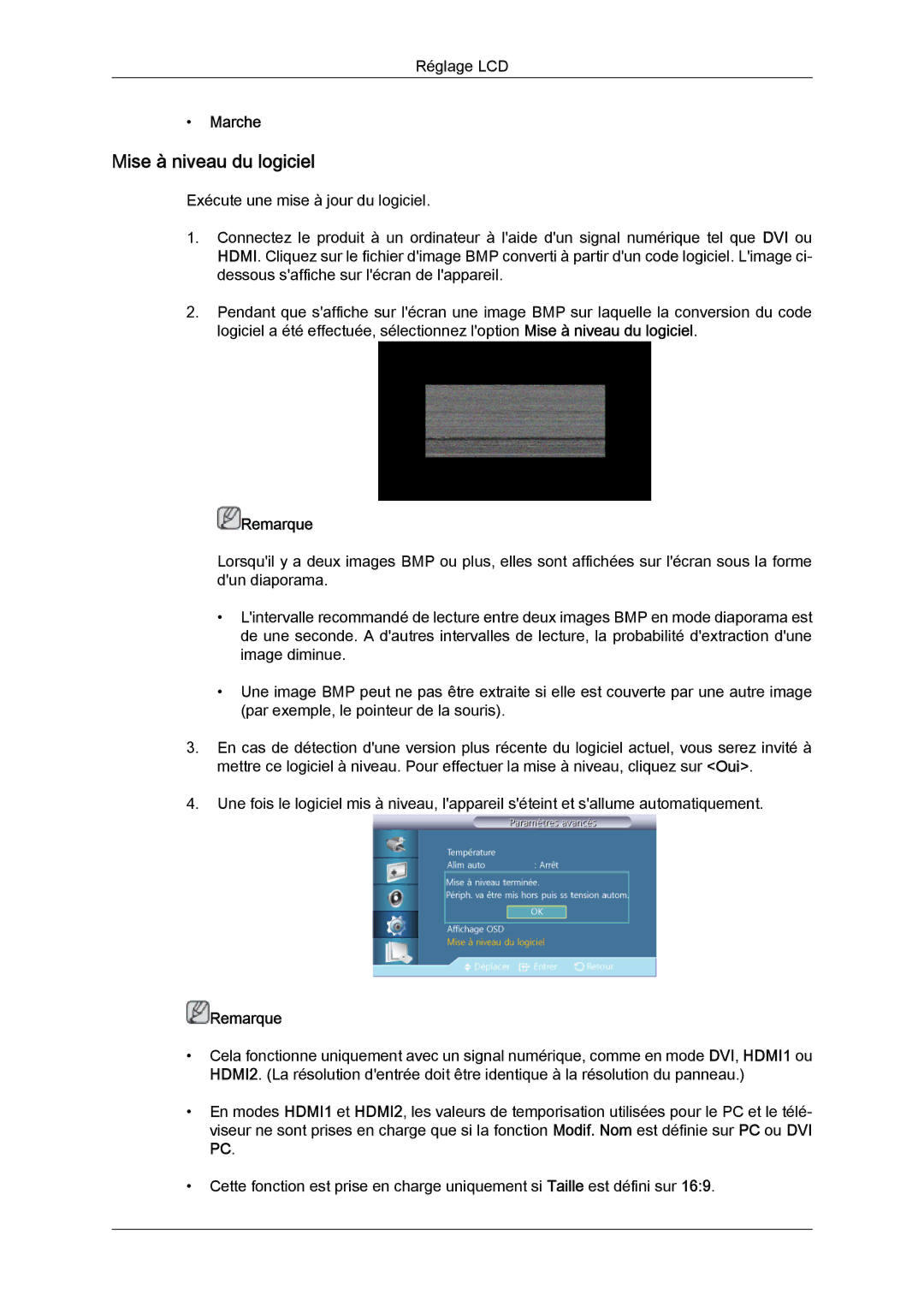 Samsung LH40GWTLBC/EN, LH40GWSLBC/EN, LH46GWPLBC/EN, LH40GWPLBC/EN, LH46GWTLBC/EN, LH46GWSLBC/EN Mise à niveau du logiciel 