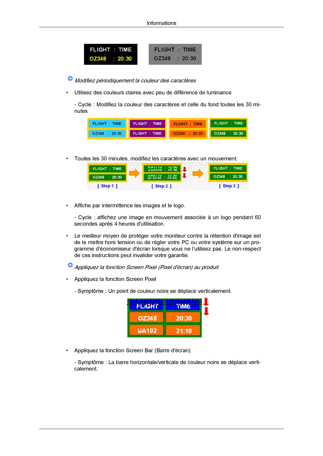 Samsung LH40GWSLBC/EN, LH40GWTLBC/EN, LH46GWPLBC/EN, LH40GWPLBC/EN manual Modifiez périodiquement la couleur des caractères 