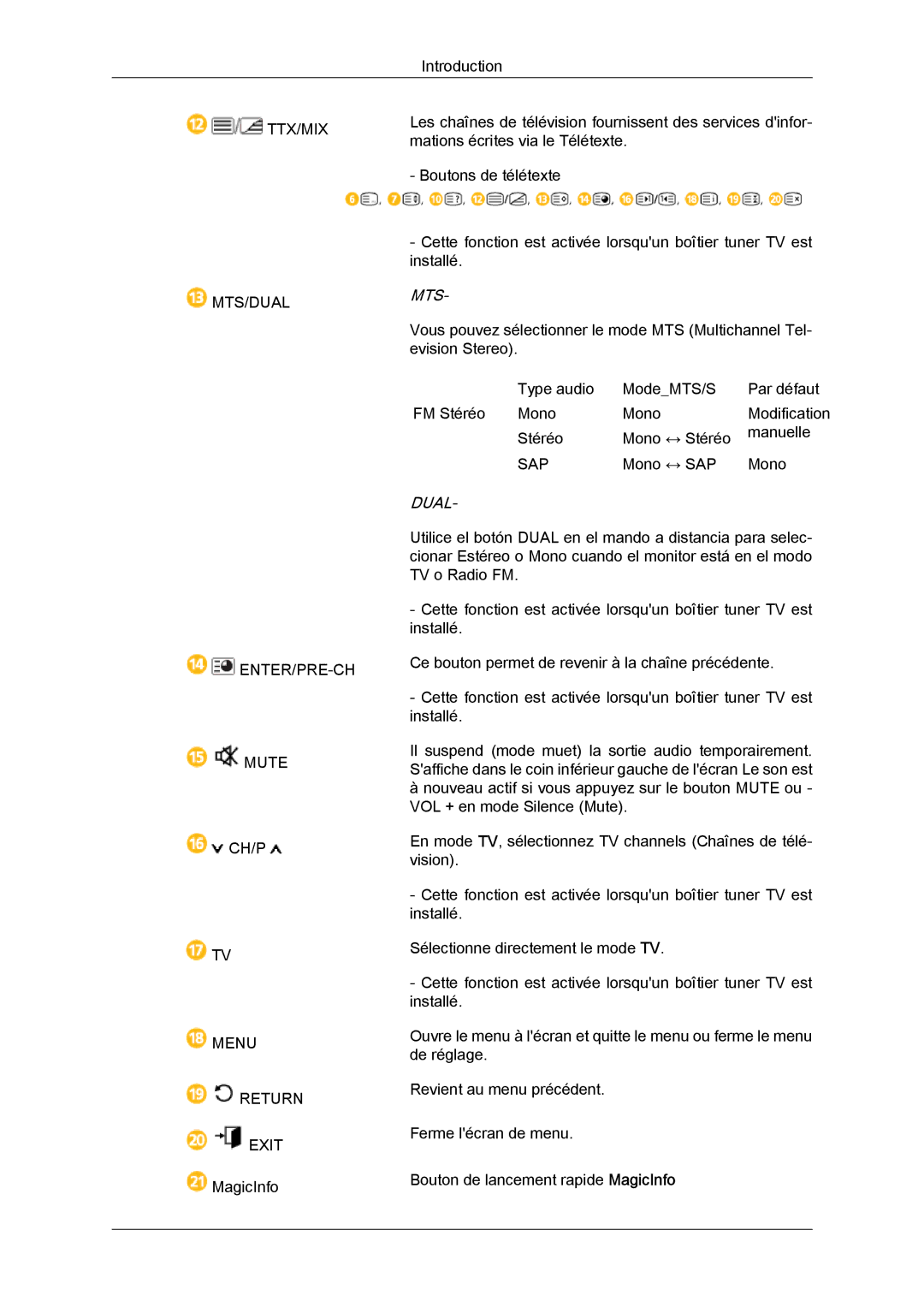 Samsung LH46GWPLBC/EN, LH40GWTLBC/EN, LH40GWSLBC/EN, LH40GWPLBC/EN, LH46GWTLBC/EN, LH46GWSLBC/EN manual Mts 