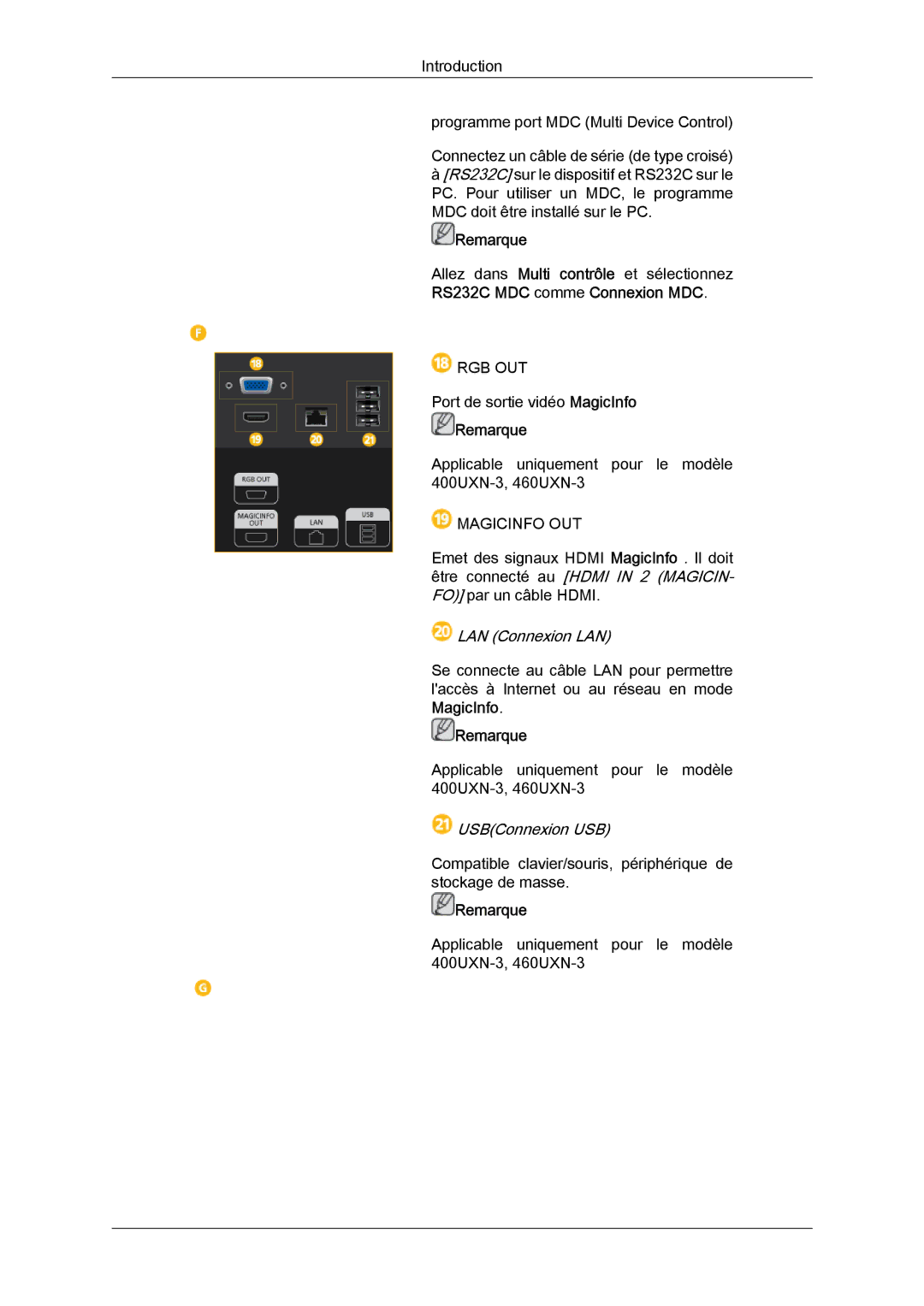 Samsung LH40GWPLBC/EN, LH40GWTLBC/EN, LH40GWSLBC/EN, LH46GWPLBC/EN, LH46GWTLBC/EN, LH46GWSLBC/EN manual LAN Connexion LAN 