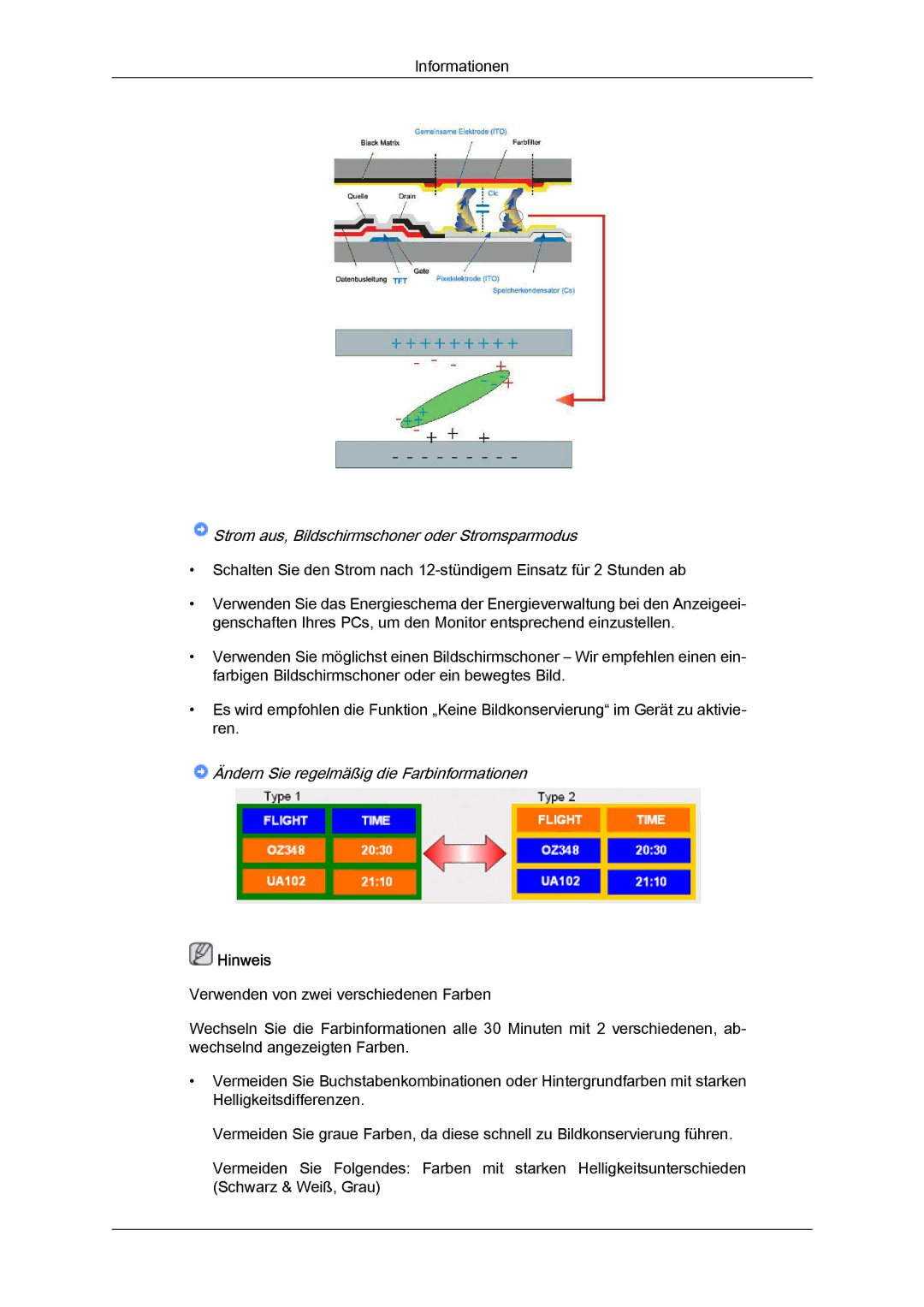 Samsung LH40GWSLBC/EN, LH40GWTLBC/EN, LH46GWPLBC/EN, LH40GWPLBC/EN, LH46GWTLBC/EN Ändern Sie regelmäßig die Farbinformationen 