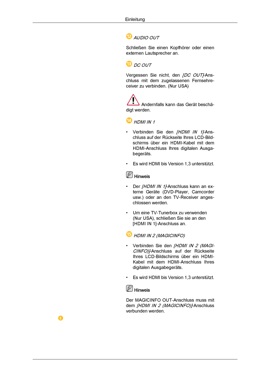 Samsung LH46GWTLBC/EN, LH40GWTLBC/EN, LH40GWSLBC/EN, LH46GWPLBC/EN, LH40GWPLBC/EN, LH46GWSLBC/EN manual Audio OUT 