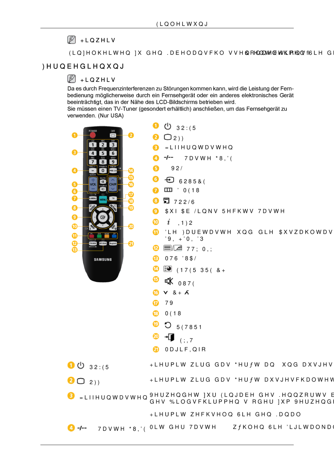 Samsung LH40GWSLBC/EN, LH40GWTLBC/EN, LH46GWPLBC/EN, LH40GWPLBC/EN, LH46GWTLBC/EN manual Fernbedienung, Menu Return Exit 