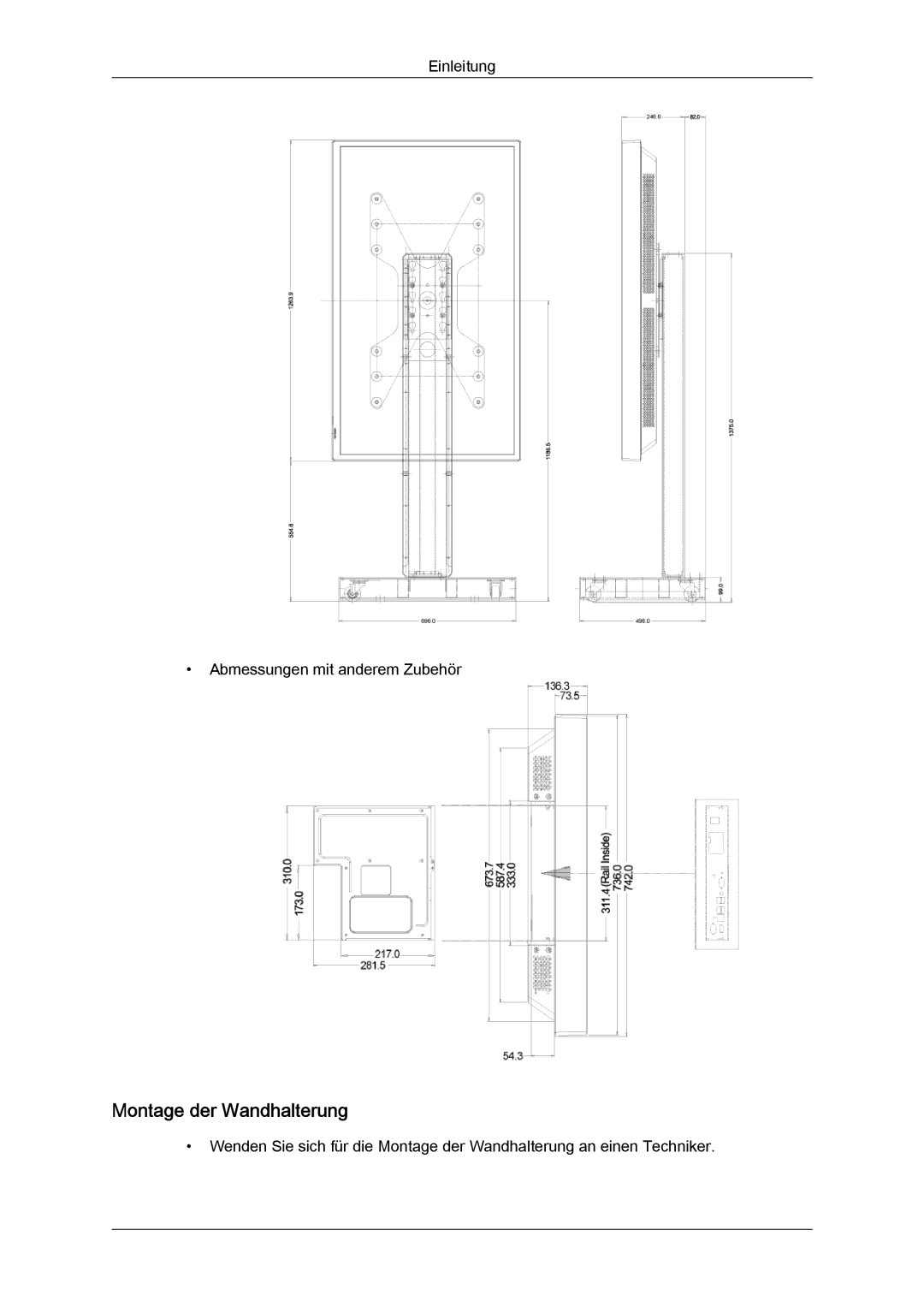 Samsung LH46GWTLBC/EN, LH40GWTLBC/EN, LH40GWSLBC/EN, LH46GWPLBC/EN, LH40GWPLBC/EN, LH46GWSLBC/EN Montage der Wandhalterung 