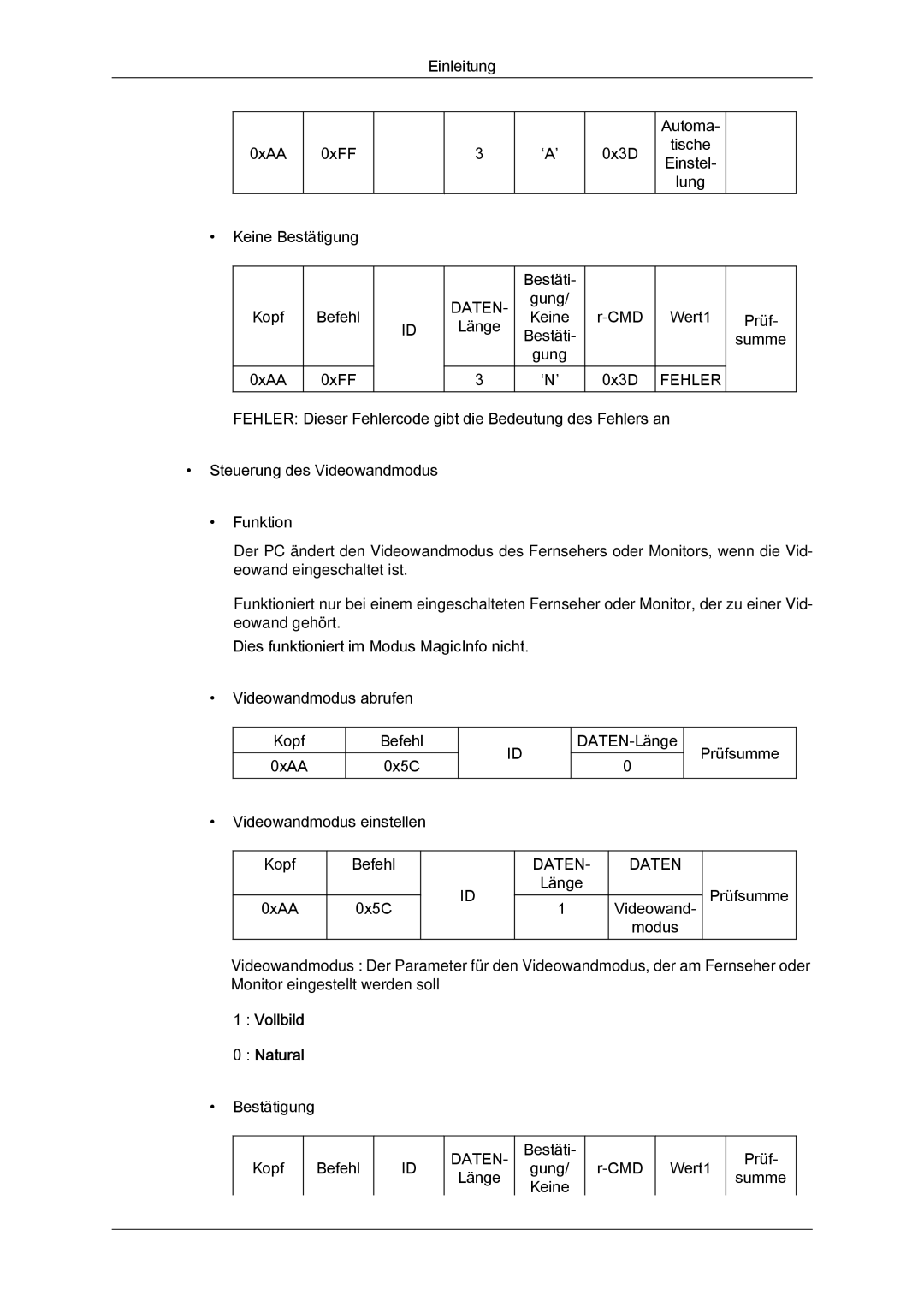 Samsung LH46GWTLBC/EN, LH40GWTLBC/EN, LH40GWSLBC/EN, LH46GWPLBC/EN, LH40GWPLBC/EN, LH46GWSLBC/EN manual Vollbild Natural 