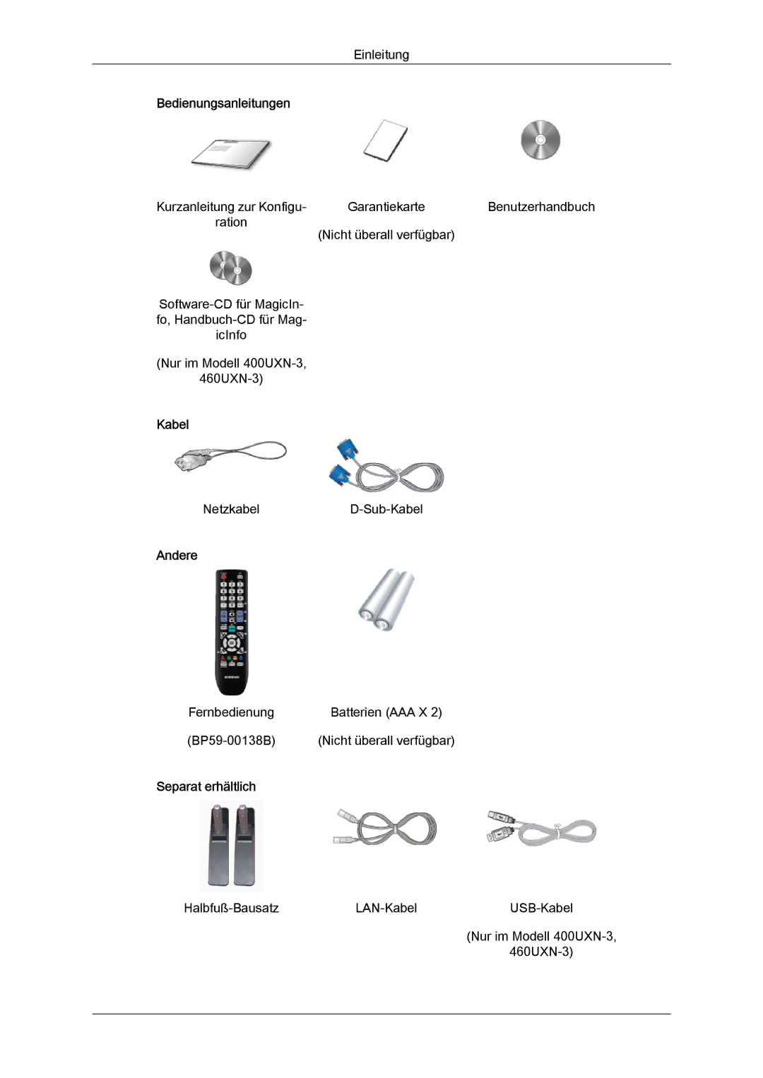 Samsung LH40GWPLBC/EN, LH40GWTLBC/EN, LH40GWSLBC/EN, LH46GWPLBC/EN, LH46GWTLBC/EN, LH46GWSLBC/EN manual Kabel 