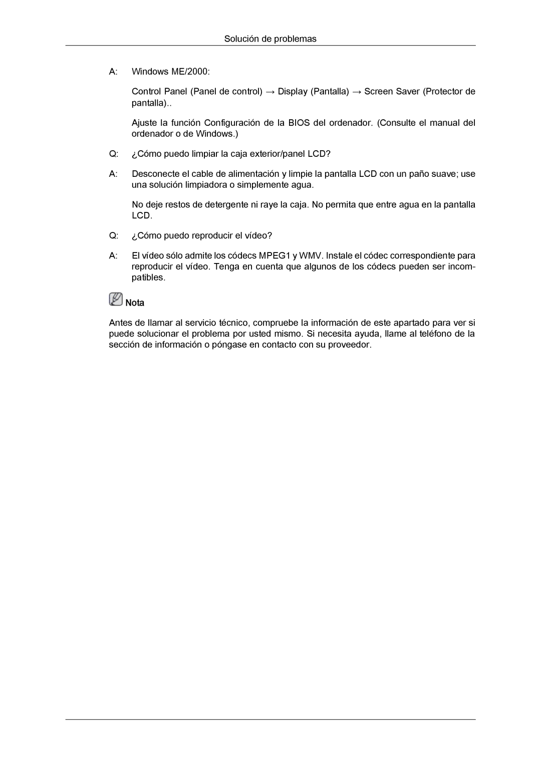 Samsung LH40GWTLBC/ZA, LH40GWTLBC/EN, LH40GWSLBC/EN, LH46GWPLBC/EN, LH40GWPLBC/EN, LH46GWTLBC/EN, LH46GWSLBC/EN manual Nota 