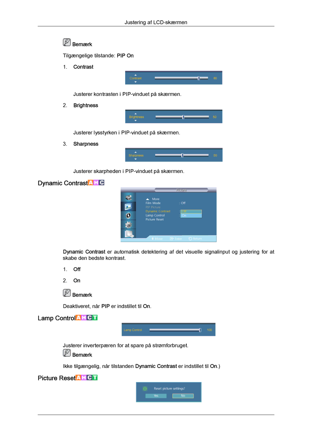 Samsung LH46GWPLBC/EN, LH40GWTLBC/EN, LH40GWSLBC/EN, LH40GWPLBC/EN, LH46GWTLBC/EN, LH46GWSLBC/EN manual Dynamic Contrast 