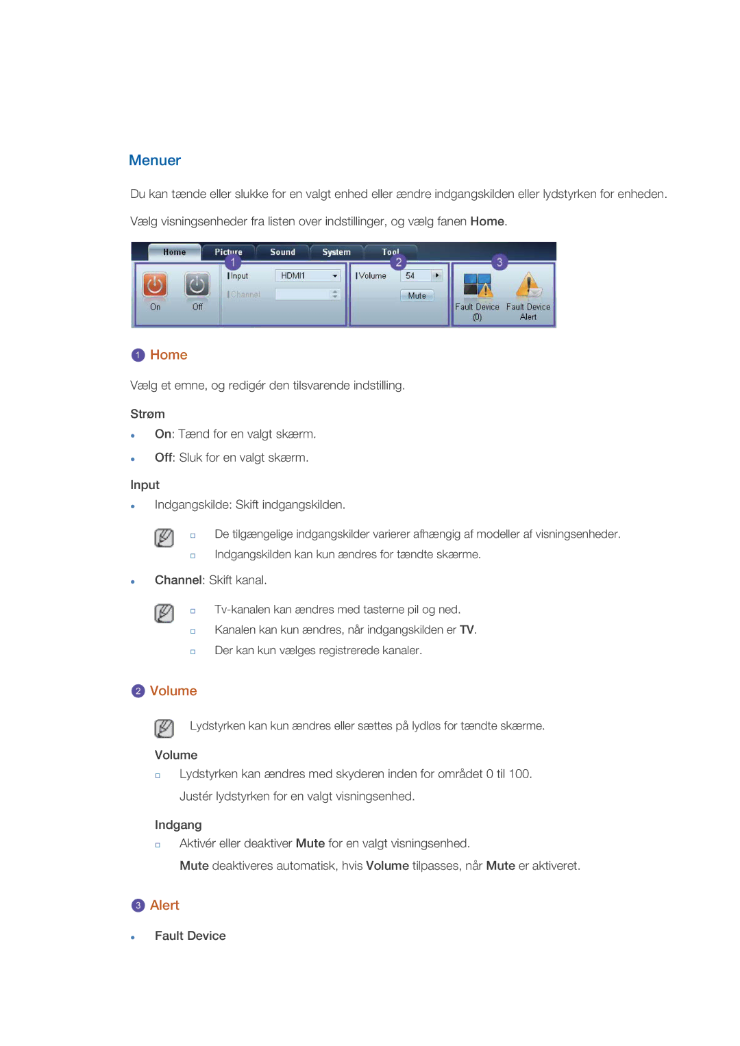 Samsung LH40GWSLBC/EN, LH40GWTLBC/EN, LH46GWPLBC/EN, LH40GWPLBC/EN, LH46GWTLBC/EN, LH46GWSLBC/EN Menuer, Home, Volume, Alert 