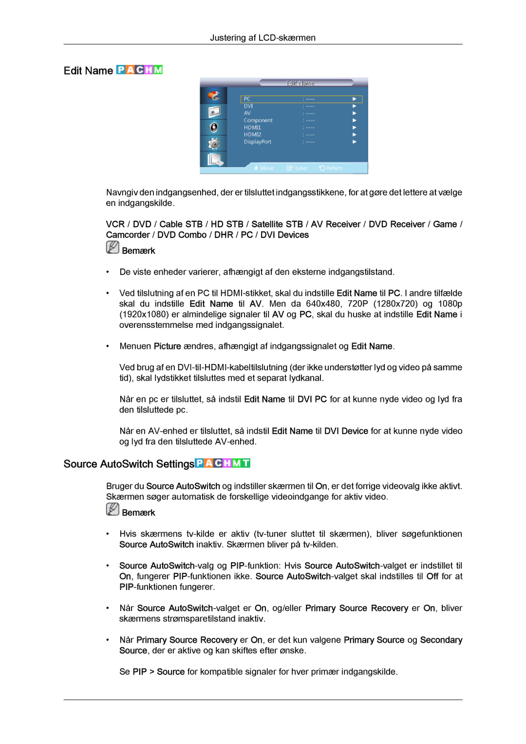 Samsung LH40GWSLBC/EN, LH40GWTLBC/EN, LH46GWPLBC/EN, LH40GWPLBC/EN, LH46GWTLBC/EN manual Edit Name, Source AutoSwitch Settings 