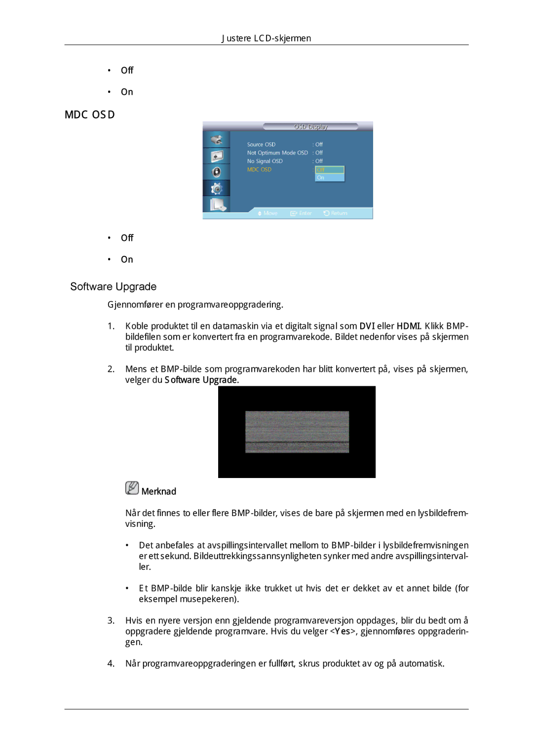 Samsung LH40GWSLBC/EN, LH40GWTLBC/EN, LH46GWPLBC/EN, LH40GWPLBC/EN, LH46GWTLBC/EN, LH46GWSLBC/EN manual Mdc Osd 