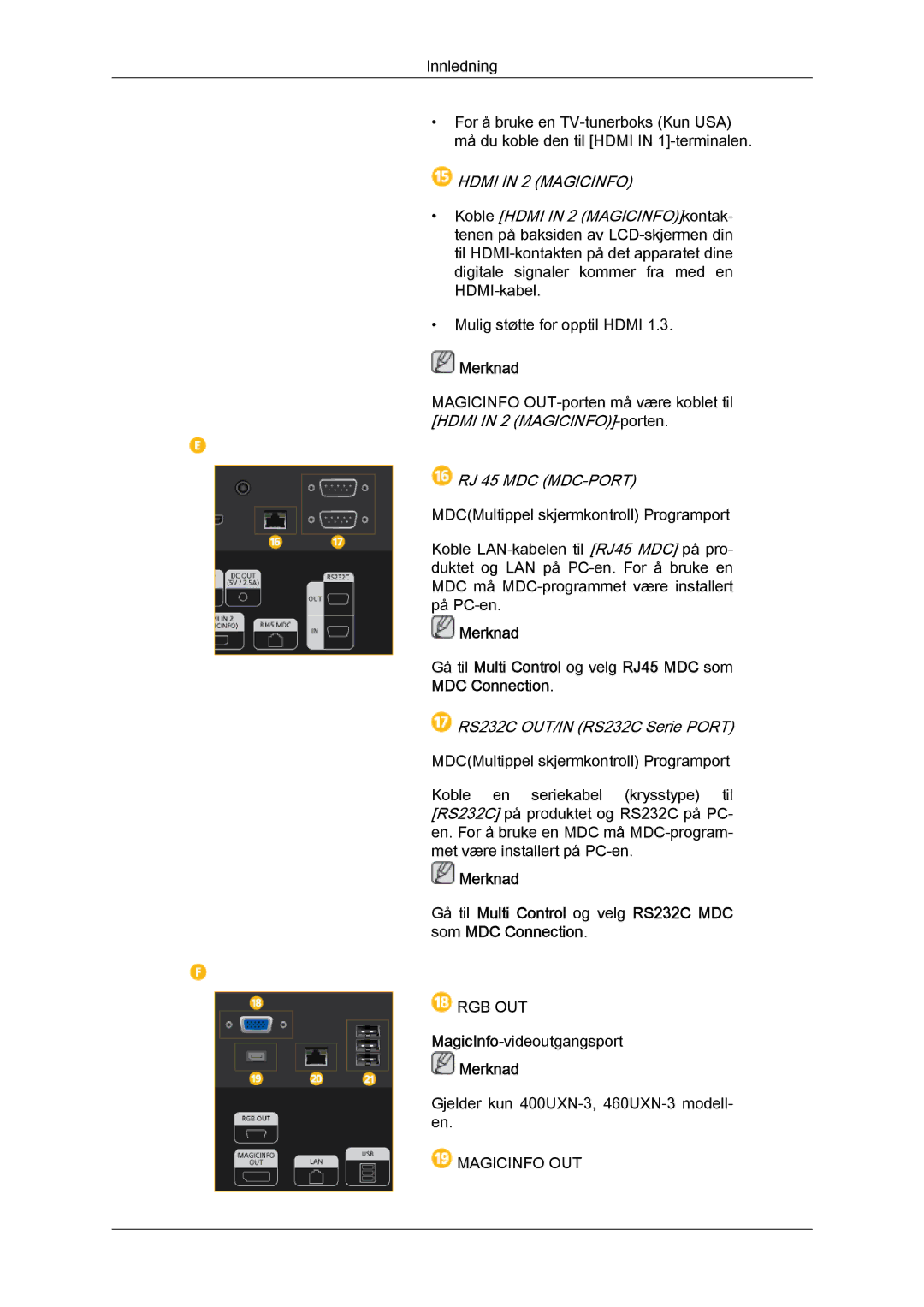 Samsung LH40GWPLBC/EN, LH40GWTLBC/EN, LH40GWSLBC/EN, LH46GWPLBC/EN, LH46GWTLBC/EN, LH46GWSLBC/EN manual Hdmi in 2 Magicinfo 