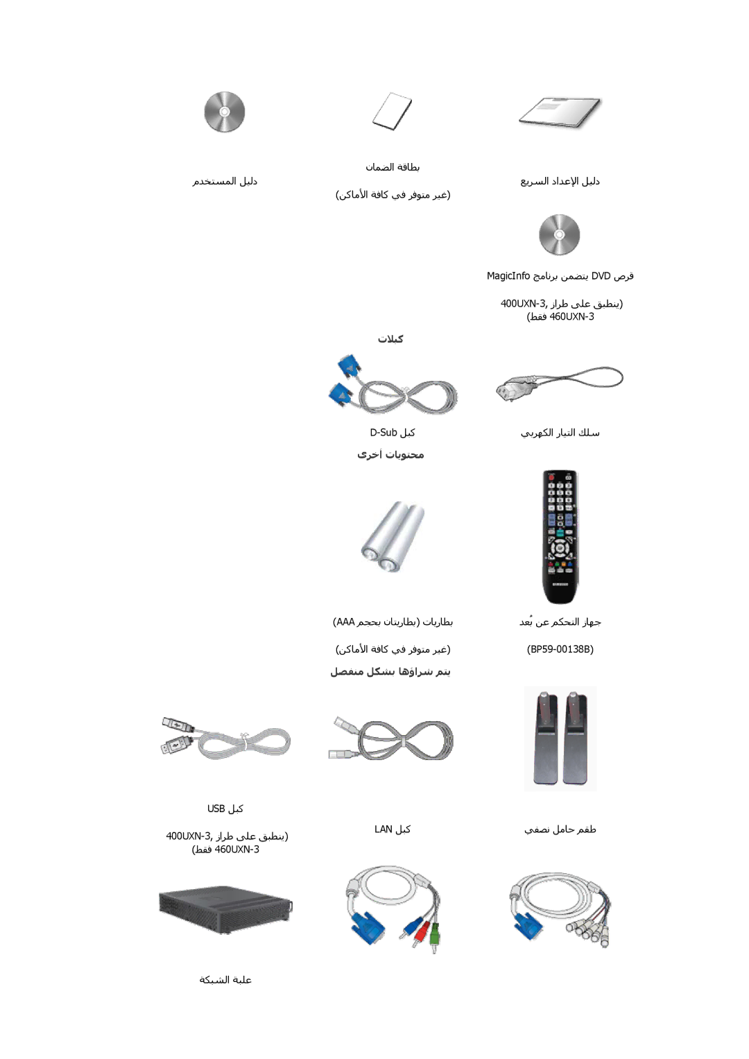 Samsung LH40GWSLBC/SM, LH40GWTLBC/EN, LH46GWPLBC/EN, LH40GWPLBC/EN, LH46GWTLBC/EN تﻼﺒآ, ىﺭﺧأ تﺎﻳﻮﺘﺤﻣ, ﻞﺼﻔﻨﻣ ﻞﻜﺸﺑ ﺎهؤاﺭﺷ ﻢﺘﻳ 