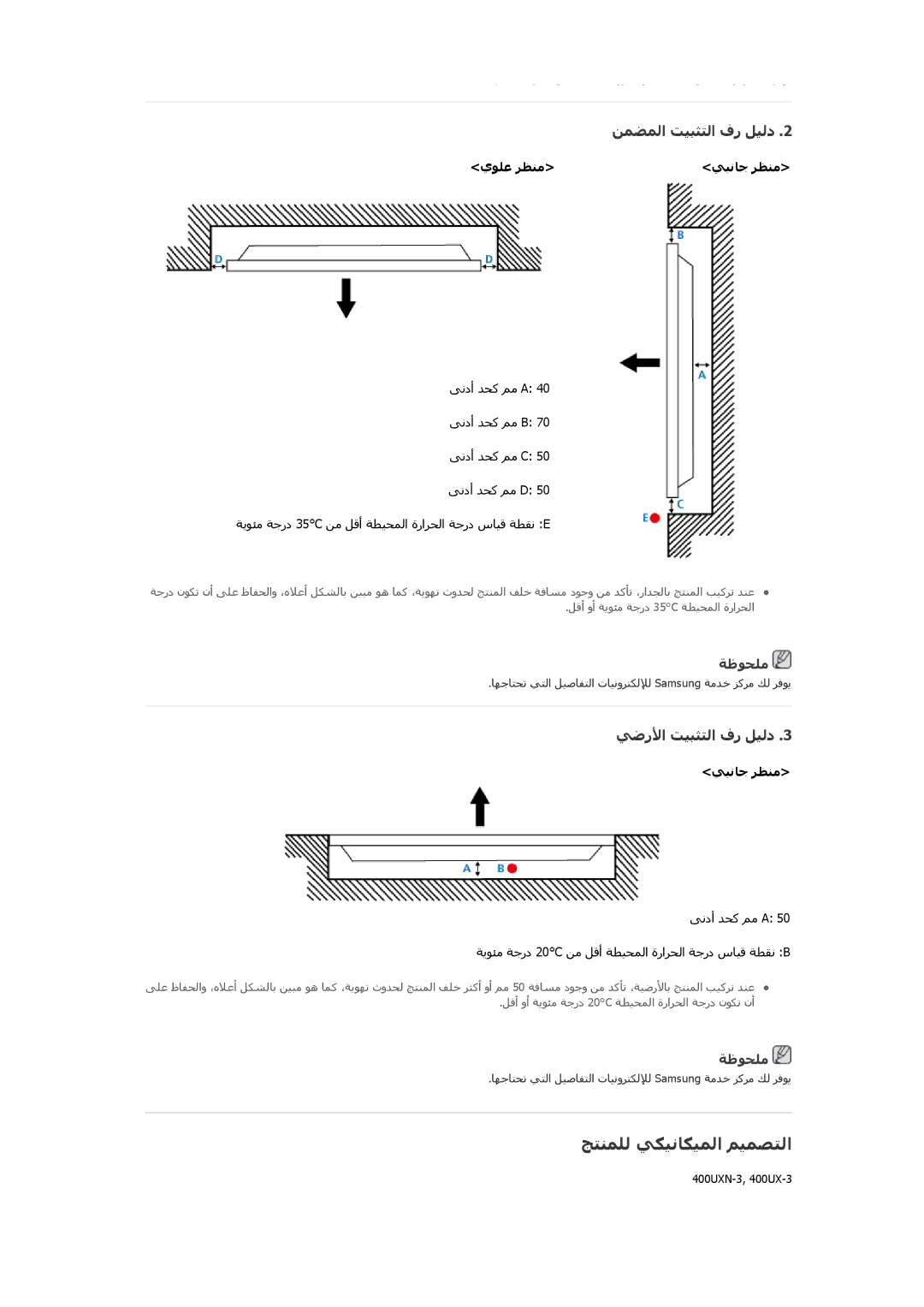 Samsung LH40GWTLBC/XY, LH40GWTLBC/EN ﺞﺘﻨﻤﻠﻟ ﻲﻜﻴﻧﺎﻜﻴﻤﻟا ﻢﻴﻤﺹﺘﻟا, ﻦﻤﻀﻤﻟا ﺖﻴﺒﺜﺘﻟا فر ﻞﻴﻟد, ﻲﺿرﻷا ﺖﻴﺒﺜﺘﻟا فر ﻞﻴﻟد, يﻮﻠﻋ ﺮﻈﻨﻣ 