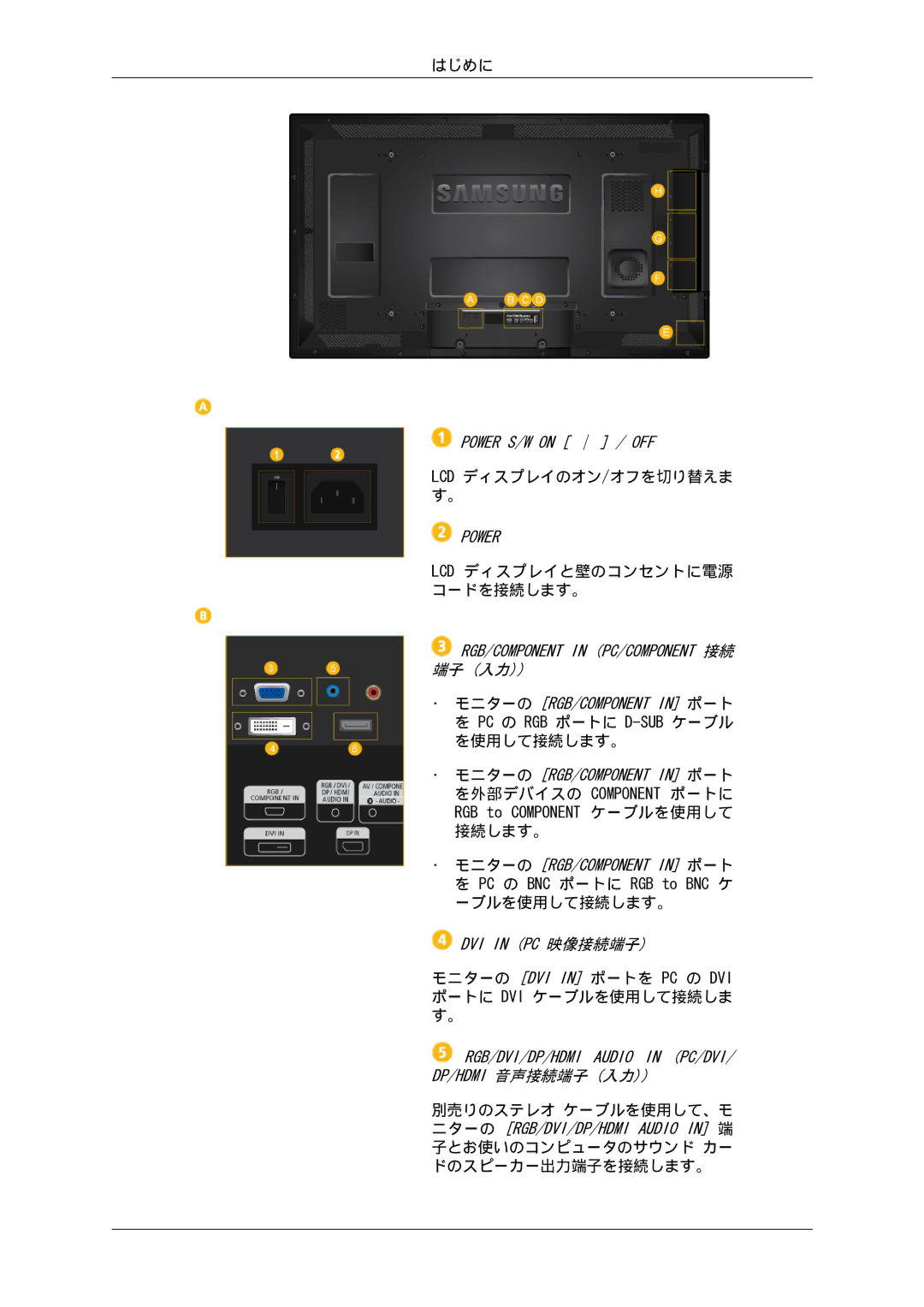 Samsung LH40HBPLBC/XJ, LH46HBPLBC/XJ manual Lcd ディスプレイのオン/オフを切り替えま す。 