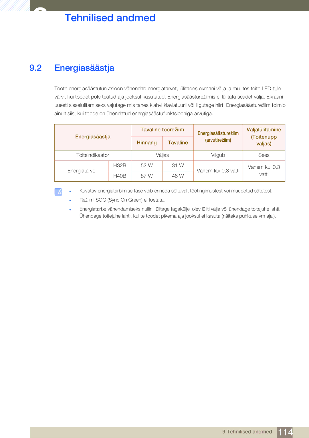 Samsung LH40HDBPLGD/EN manual Energiasäästja, Tavaline töörežiim, Väljalülitamine 