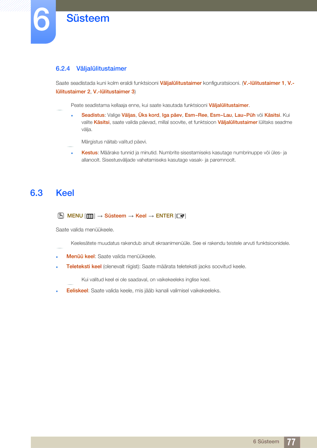 Samsung LH40HDBPLGD/EN manual Keel, 4 Väljalülitustaimer, Lülitustaimer 2, V.-lülitustaimer 