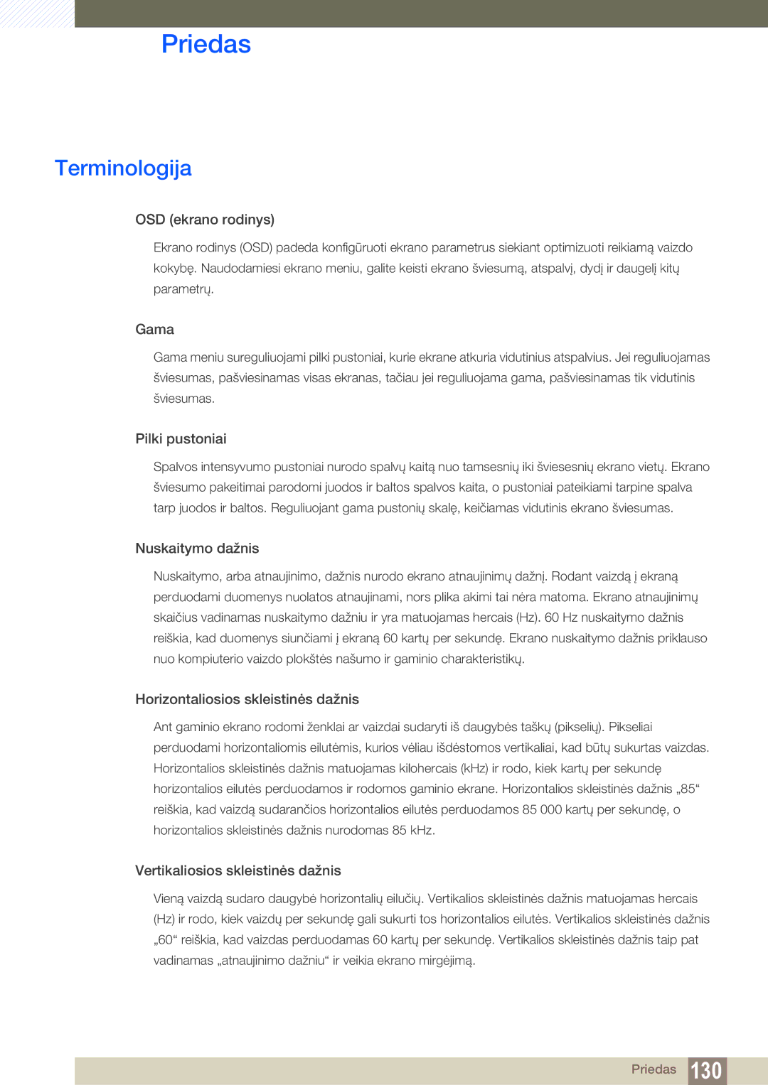 Samsung LH40HDBPLGD/EN manual Terminologija, OSD ekrano rodinys 