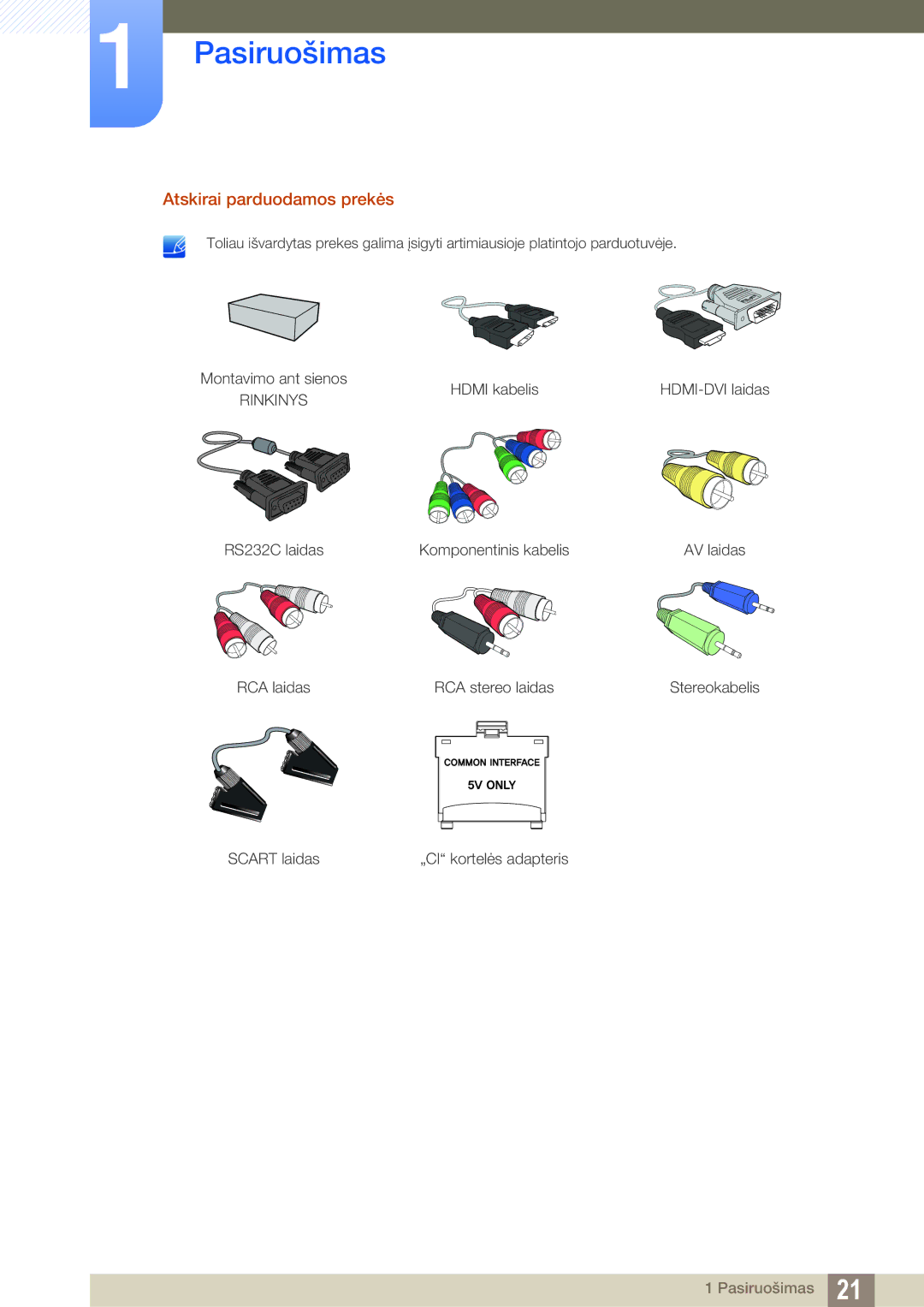 Samsung LH40HDBPLGD/EN manual Atskirai parduodamos prekės 