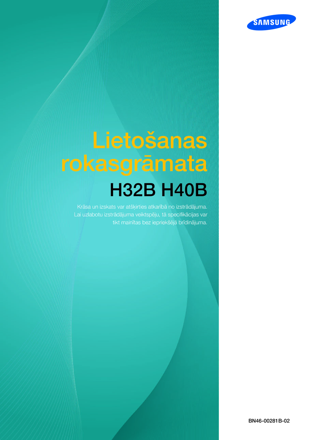 Samsung LH40HDBPLGD/EN manual Lietošanas Rokasgrāmata 