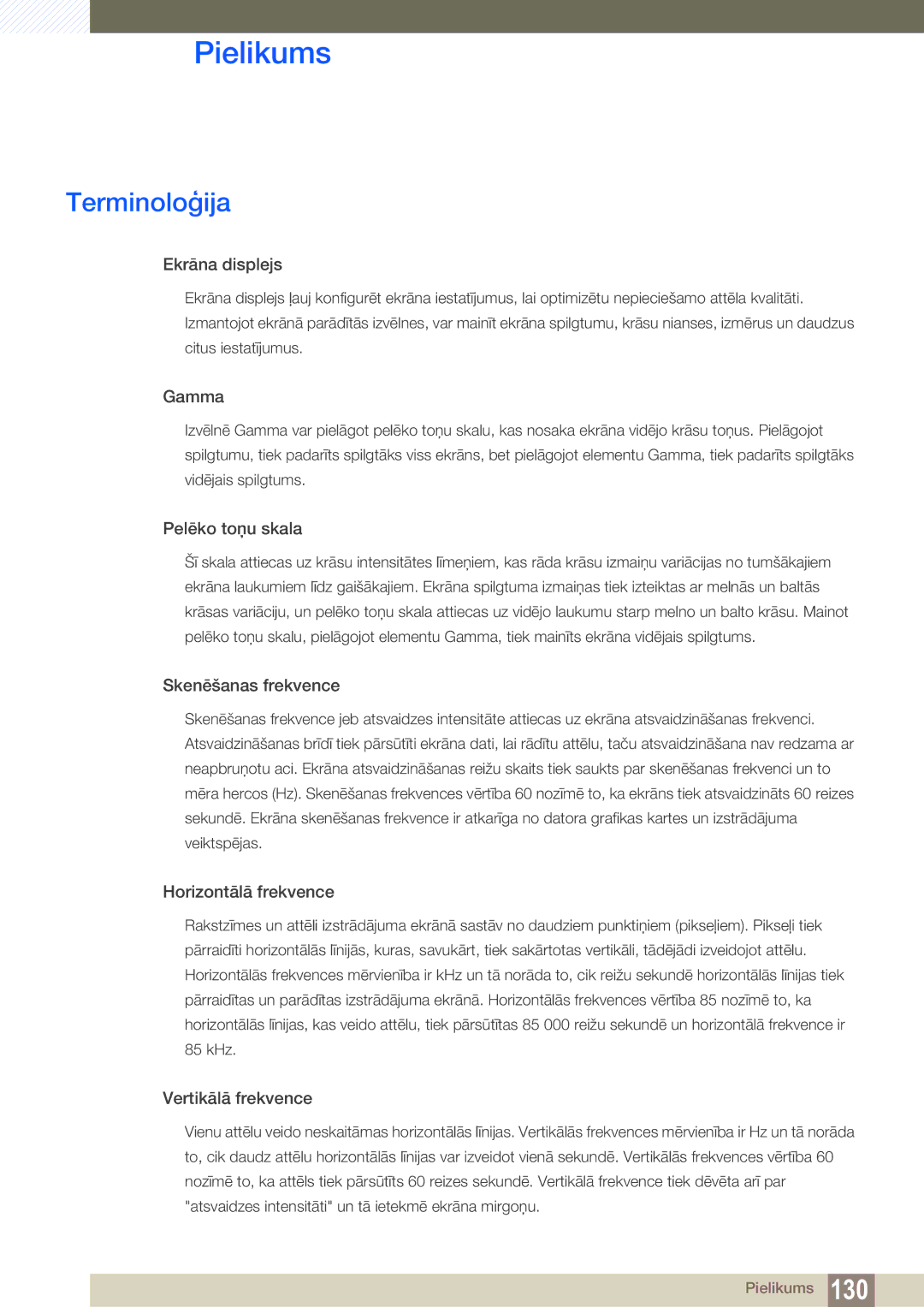 Samsung LH40HDBPLGD/EN manual Terminoloģija, Ekrāna displejs 