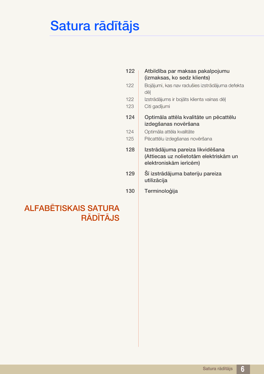 Samsung LH40HDBPLGD/EN manual Alfabētiskais Satura Rādītājs 