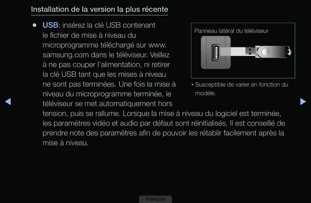 Samsung LH46HEPLGD/EN, LH40HEPLGD/EN manual Installation de la version la plus récente 