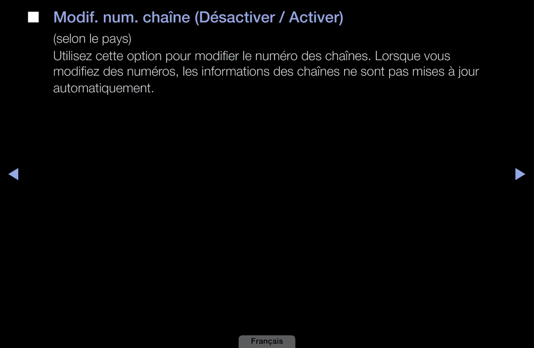 Samsung LH40HEPLGD/EN, LH46HEPLGD/EN manual Modif. num. chaîne Désactiver / Activer 