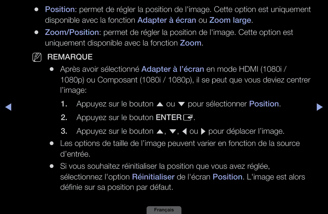 Samsung LH46HEPLGD/EN Disponible avec la fonction Adapter à écran ou Zoom large, ’image, Appuyez sur le bouton Entere 