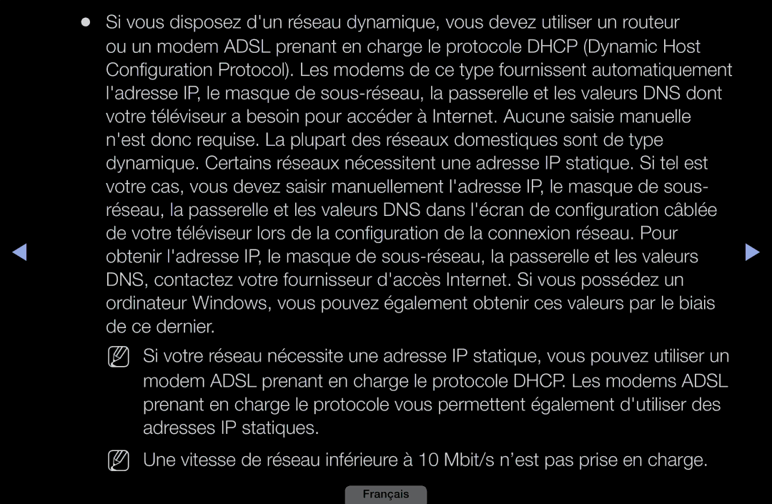 Samsung LH46HEPLGD/EN, LH40HEPLGD/EN manual De ce dernier, Adresses IP statiques 