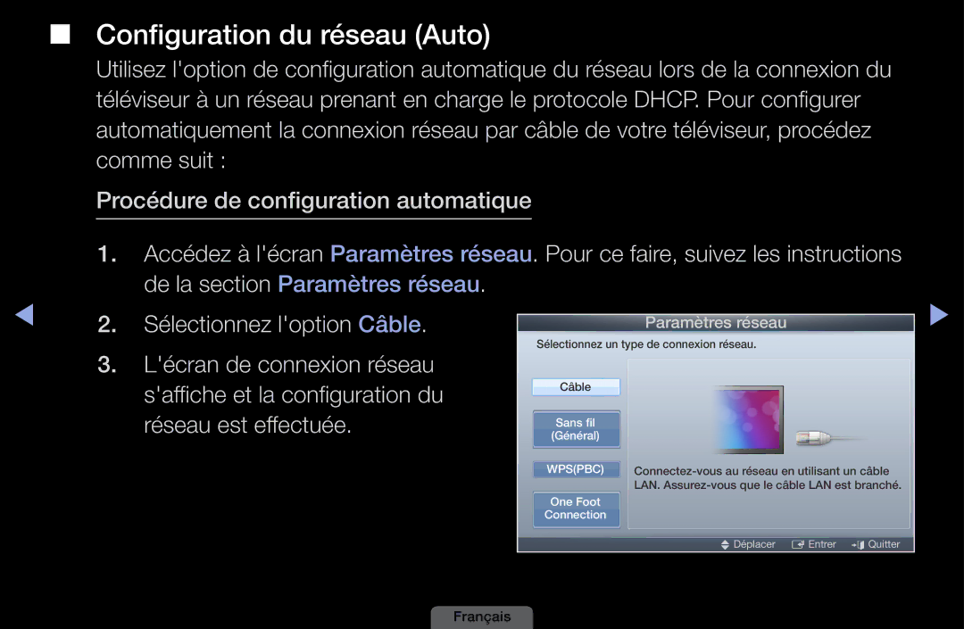 Samsung LH40HEPLGD/EN, LH46HEPLGD/EN Lécran de connexion réseau, Saffiche et la configuration du, Réseau est effectuée 