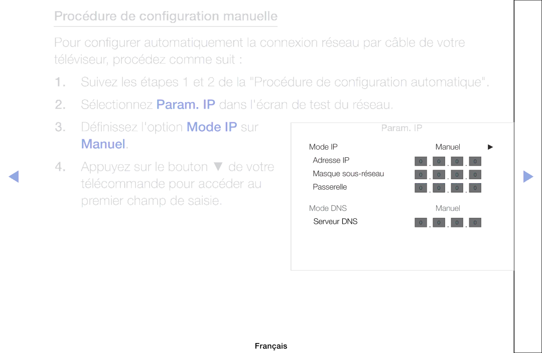 Samsung LH46HEPLGD/EN, LH40HEPLGD/EN manual Premier champ de saisie, Param. IP 