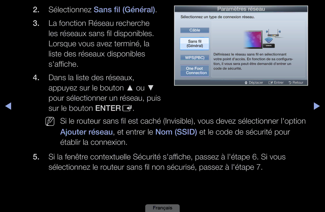 Samsung LH46HEPLGD/EN manual La fonction Réseau recherche, Liste des réseaux disponibles, Dans la liste des réseaux 