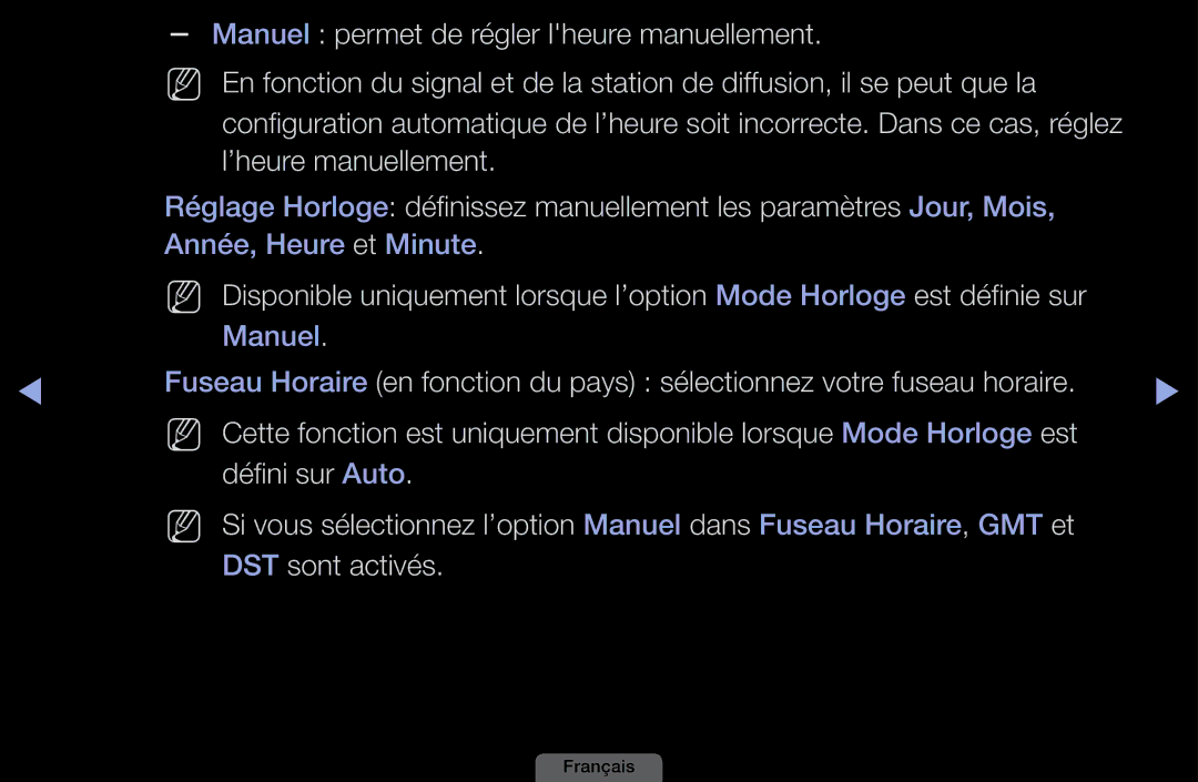 Samsung LH40HEPLGD/EN, LH46HEPLGD/EN manual ’heure manuellement, Manuellement les paramètres Jour, Mois 