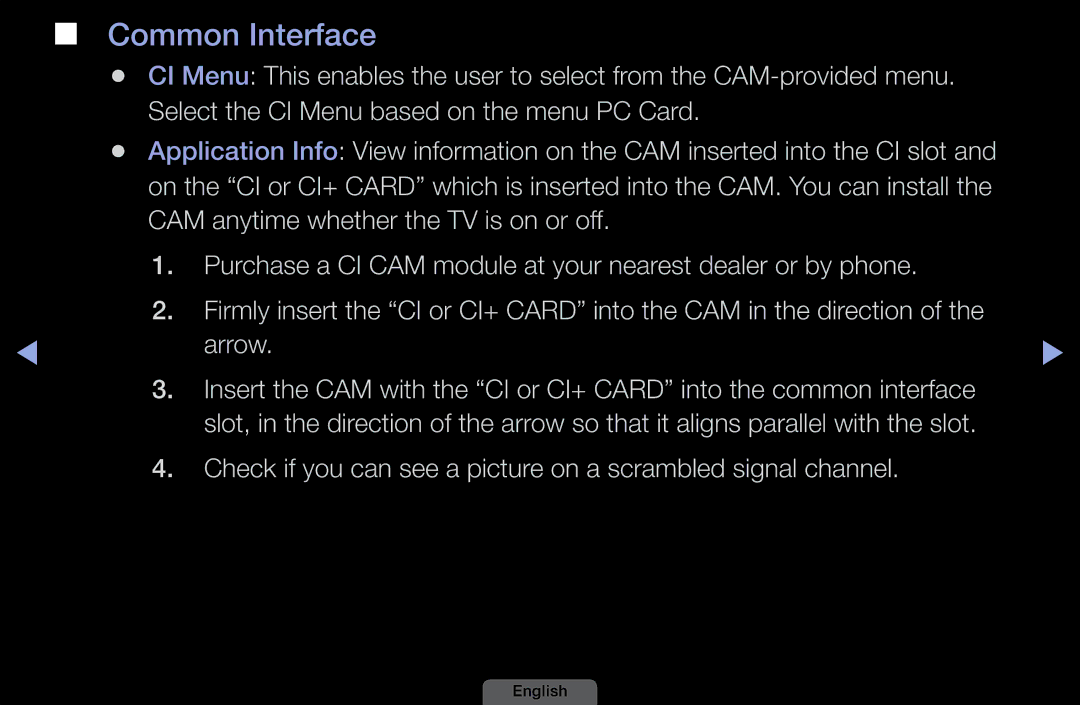 Samsung LH46HEPLGD/EN, LH40HEPLGD/EN manual Common Interface, Check if you can see a picture on a scrambled signal channel 