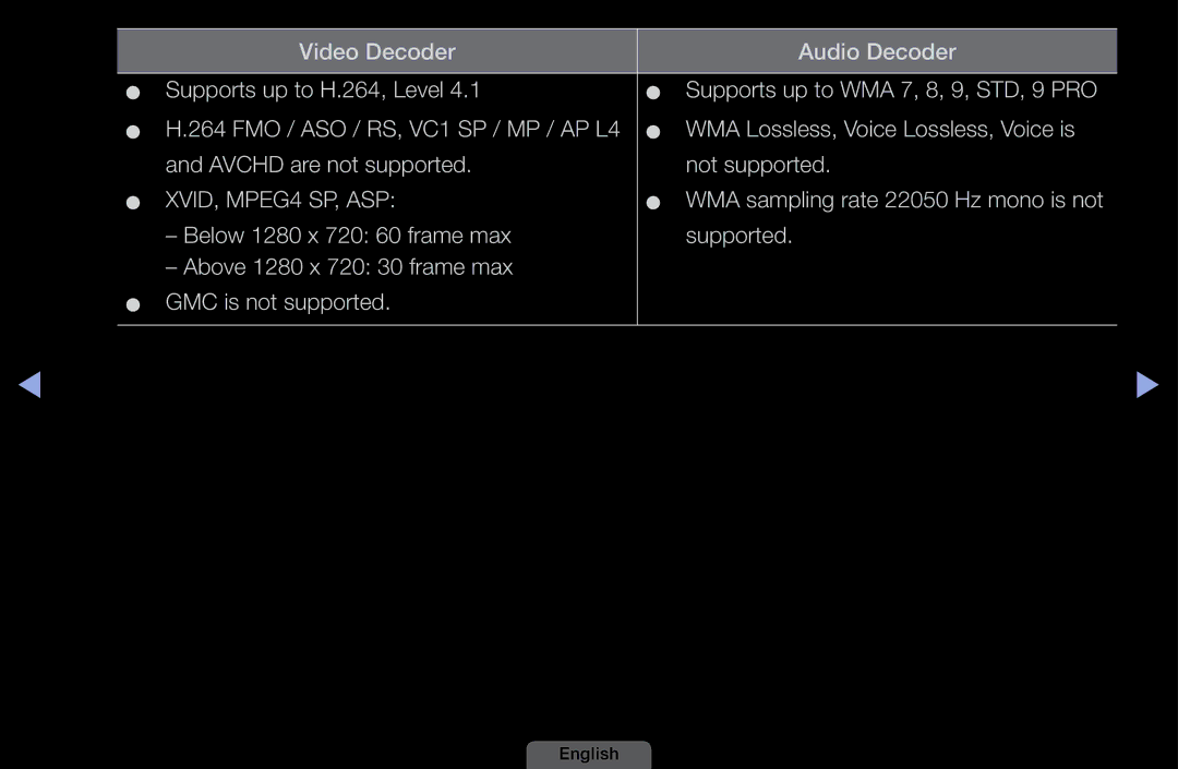 Samsung LH40HEPLGD/EN, LH46HEPLGD/EN manual XVID, MPEG4 SP, ASP 