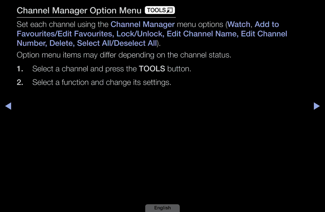 Samsung LH46HEPLGD/EN, LH40HEPLGD/EN manual Channel Manager Option Menu t 