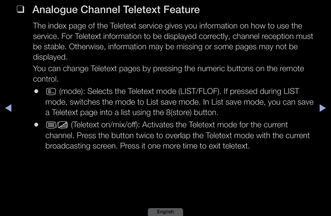 Samsung LH46HEPLGD/EN, LH40HEPLGD/EN manual Analogue Channel Teletext Feature 