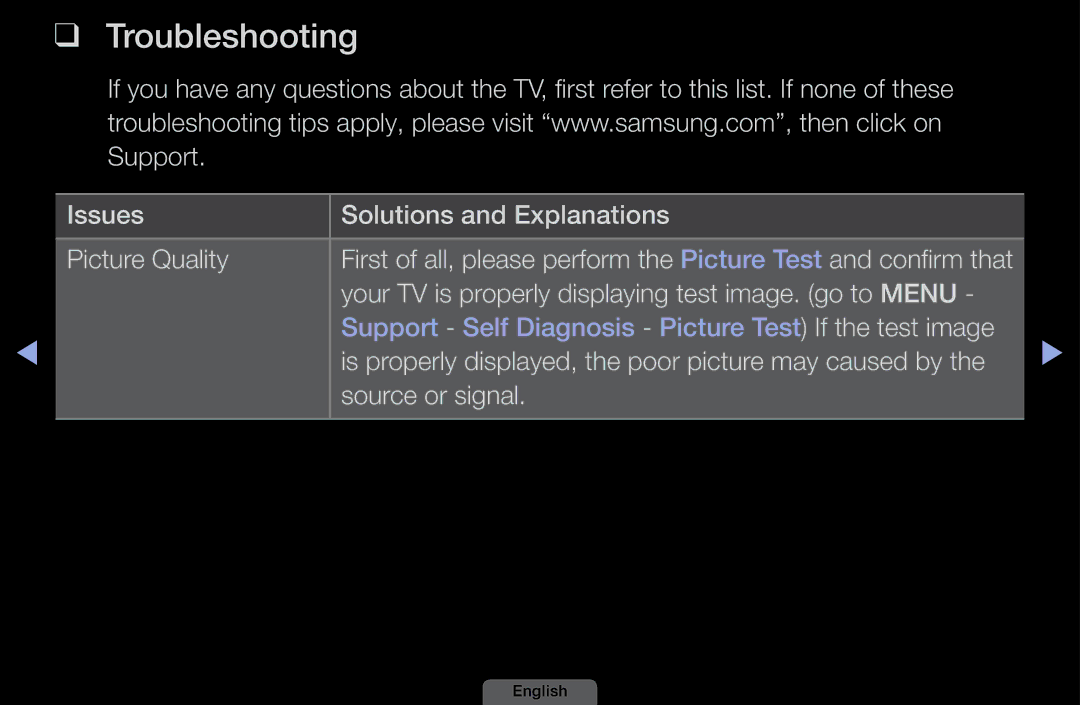 Samsung LH40HEPLGD/EN, LH46HEPLGD/EN Troubleshooting, Issues Solutions and Explanations Picture Quality, Source or signal 