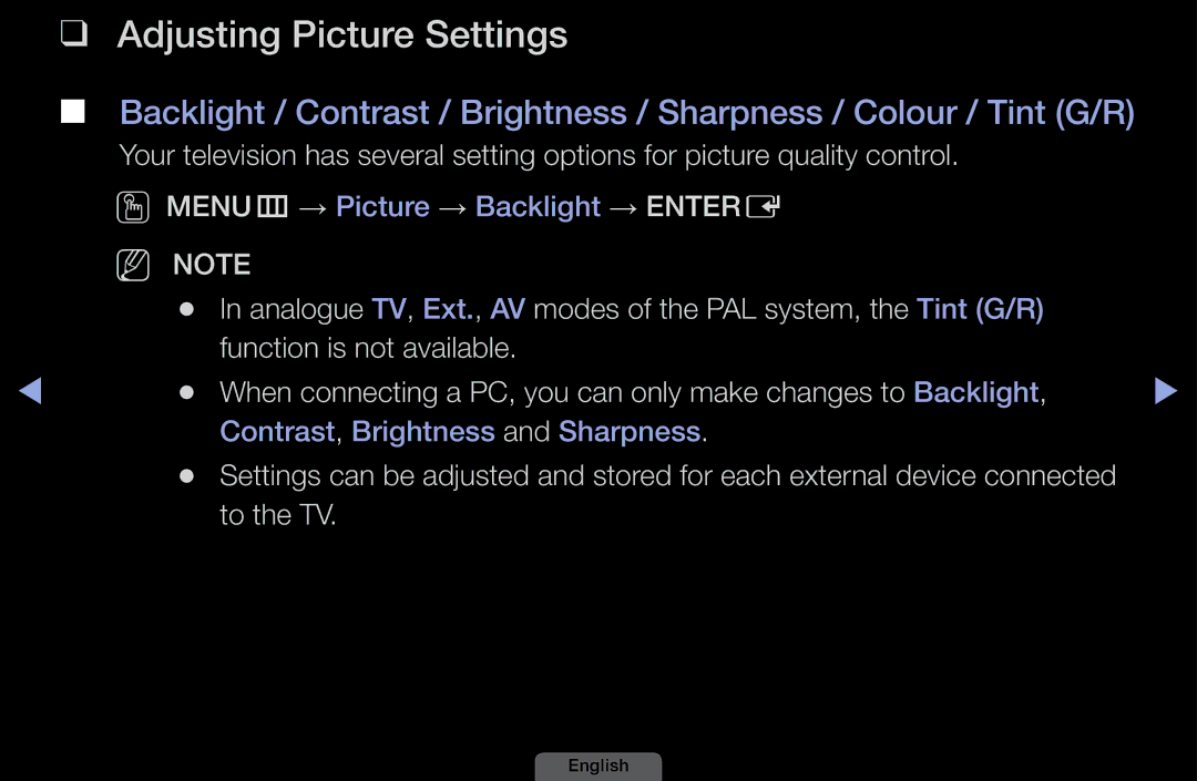 Samsung LH40HEPLGD/EN, LH46HEPLGD/EN manual Adjusting Picture Settings, To the TV 