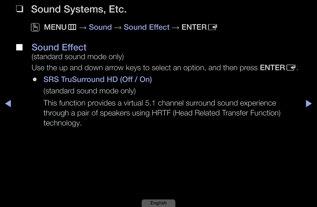 Samsung LH40HEPLGD/EN, LH46HEPLGD/EN manual Sound Systems, Etc, Sound Effect 