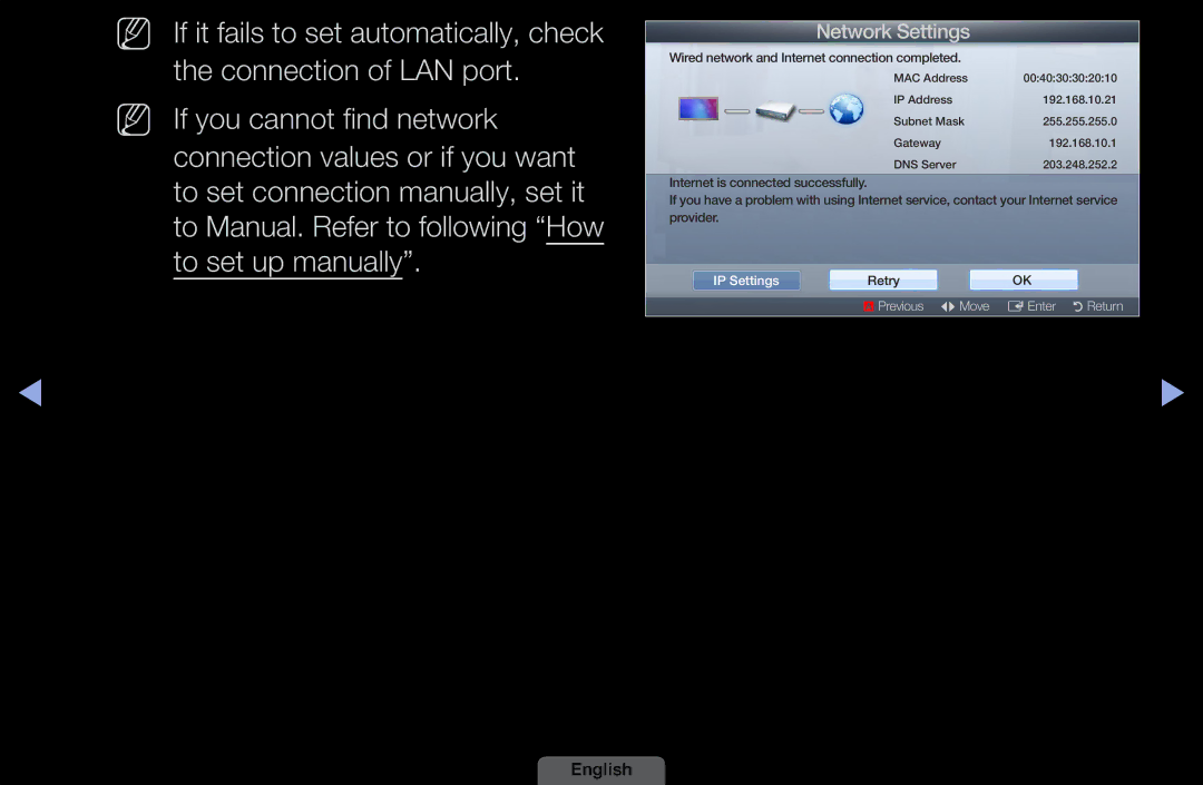 Samsung LH46HEPLGD/EN, LH40HEPLGD/EN manual IP Settings 