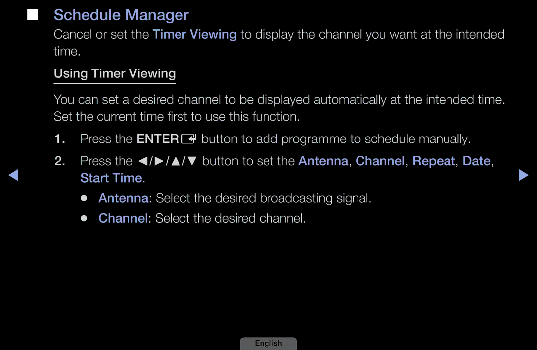 Samsung LH46HEPLGD/EN, LH40HEPLGD/EN manual Schedule Manager, Channel Select the desired channel 