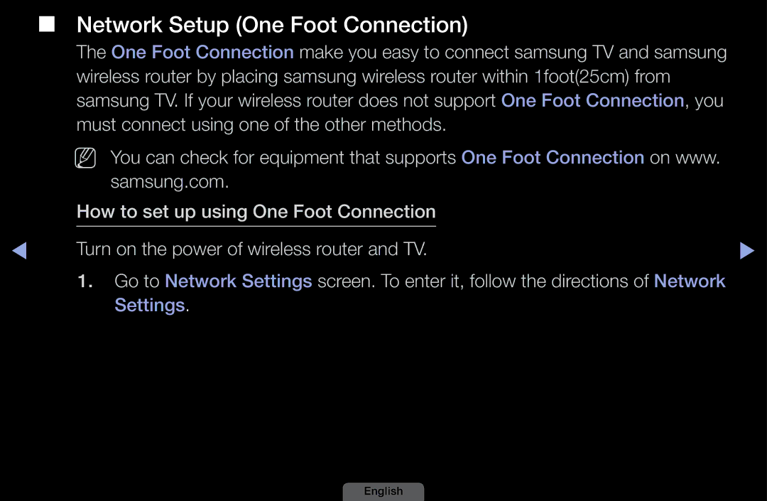 Samsung LH40HEPLGD/EN, LH46HEPLGD/EN manual Network Setup One Foot Connection 