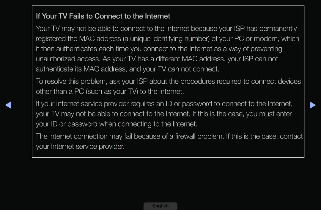 Samsung LH40HEPLGD/EN, LH46HEPLGD/EN manual If Your TV Fails to Connect to the Internet 