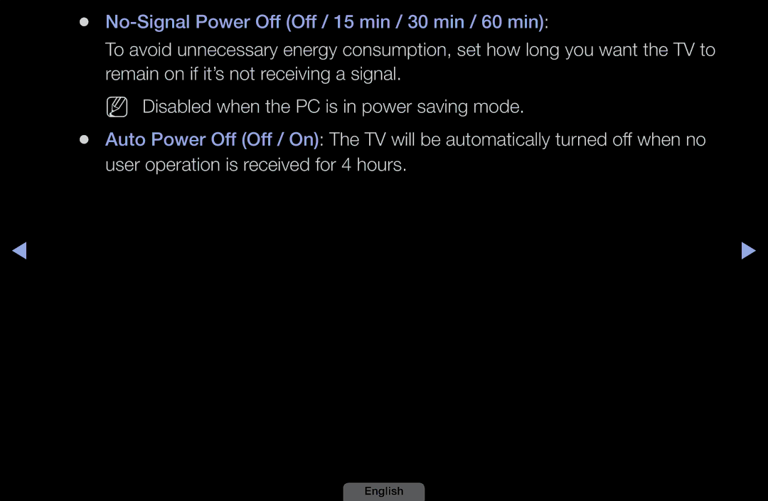 Samsung LH46HEPLGD/EN, LH40HEPLGD/EN manual No-Signal Power Off Off / 15 min / 30 min / 60 min 