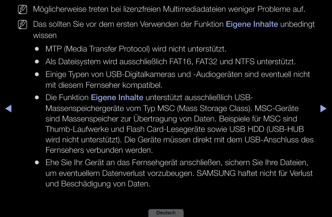 Samsung LH40HEPLGD/EN, LH46HEPLGD/EN manual Fernsehers verbunden werden, Und Beschädigung von Daten 