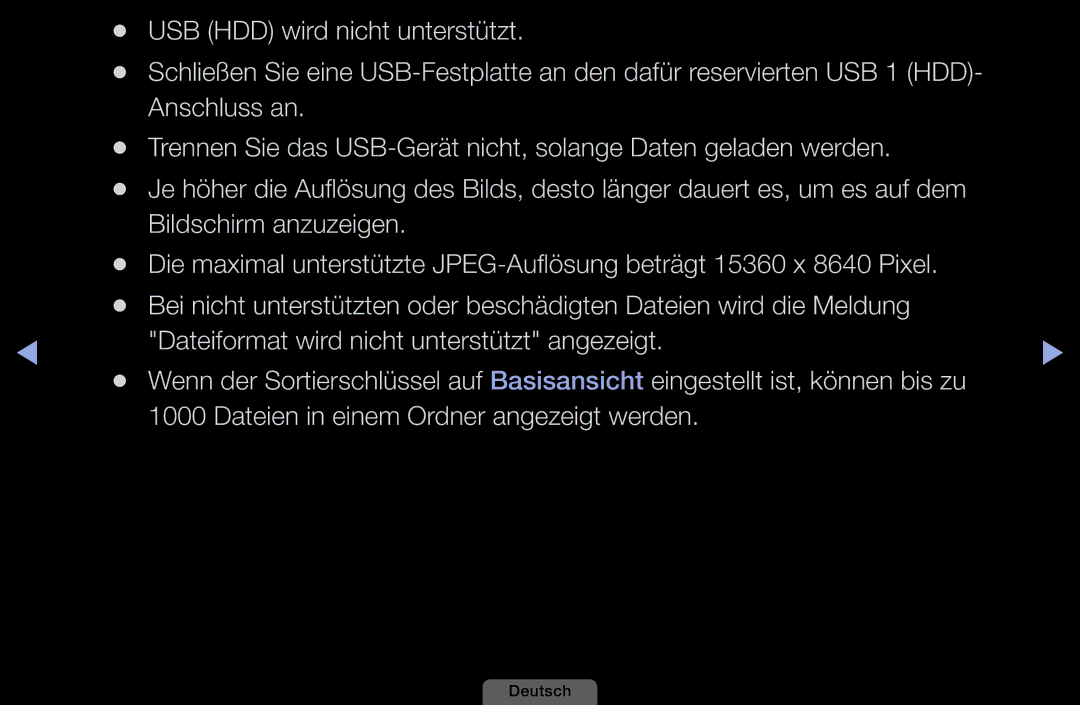 Samsung LH46HEPLGD/EN, LH40HEPLGD/EN manual USB HDD wird nicht unterstützt, Anschluss an, Bildschirm anzuzeigen 