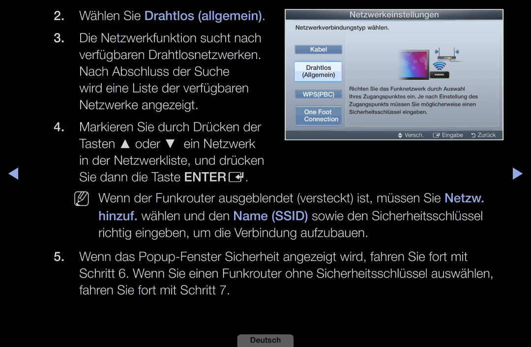 Samsung LH46HEPLGD/EN, LH40HEPLGD/EN manual Nach Abschluss der Suche, Wird eine Liste der verfügbaren, Netzwerke angezeigt 