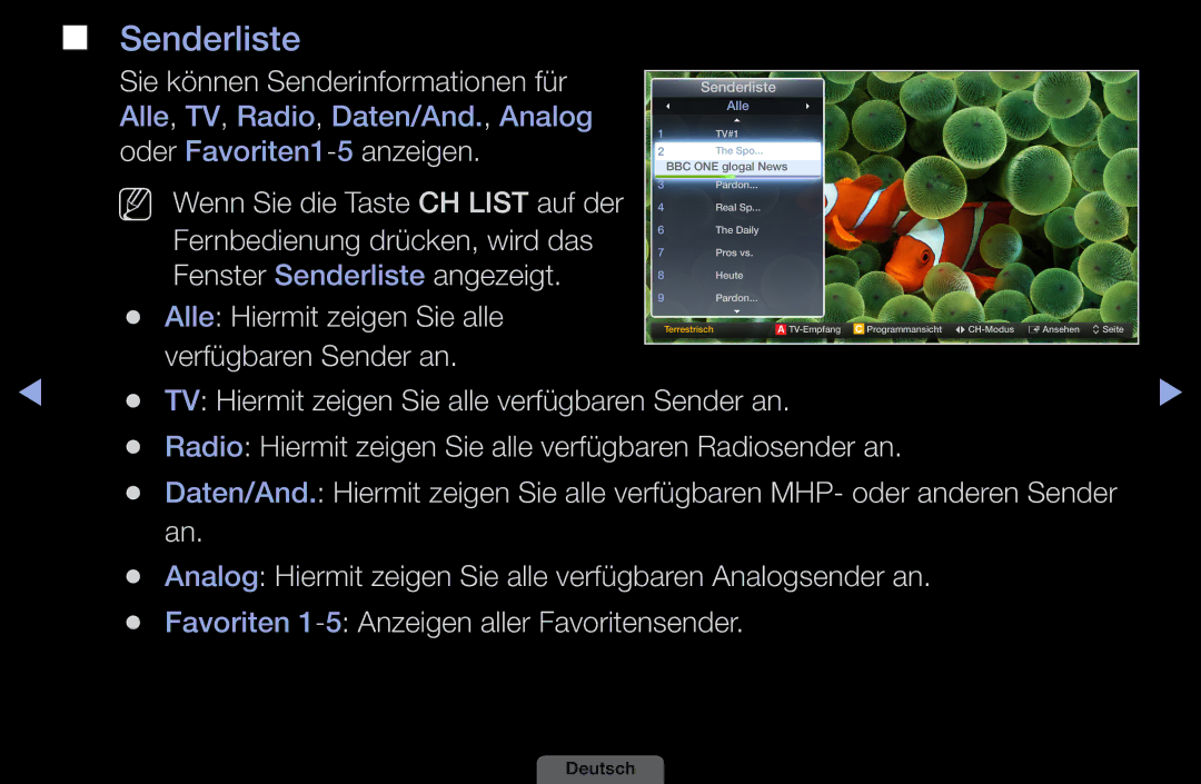 Samsung LH46HEPLGD/EN, LH40HEPLGD/EN manual Senderliste 